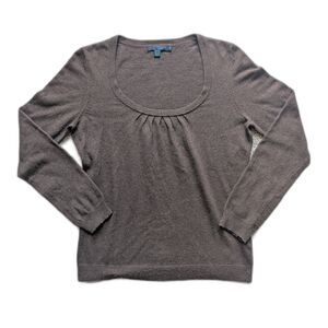 Boden Lightweight Gathered Scoopneck Brown Sweater UK Sz 12/US 8